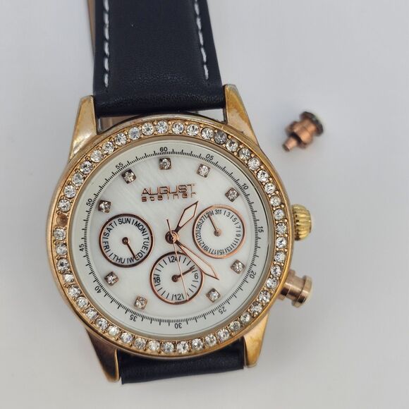 August Steiner Women's Watch 38MM White Dial New Leather Bands Battery READ - Picture 6 of 15